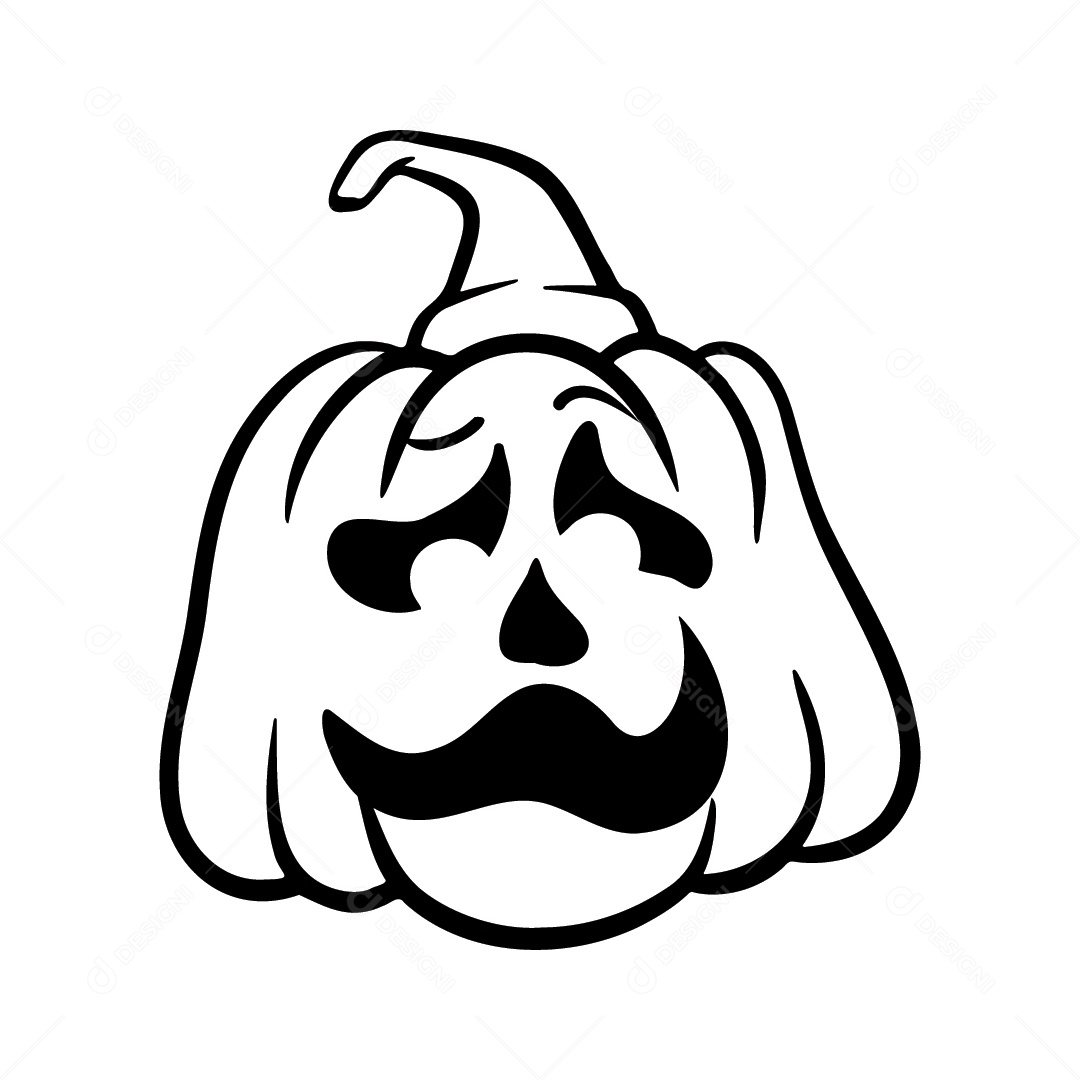 Abóbora Triste de Halloween Fundo Branco Ilustração Vetor EPS