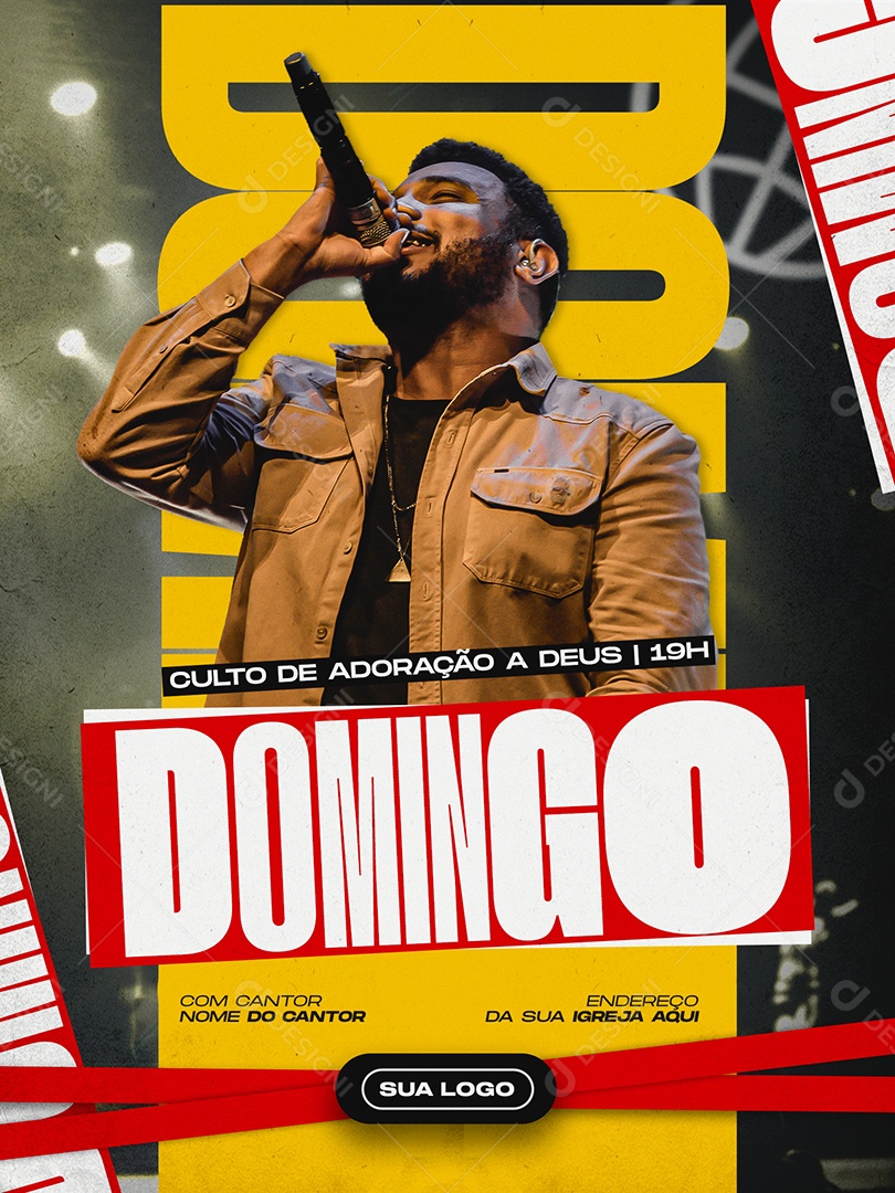 Culto De Adoração a Deus Domingo Social Media PSD Editável