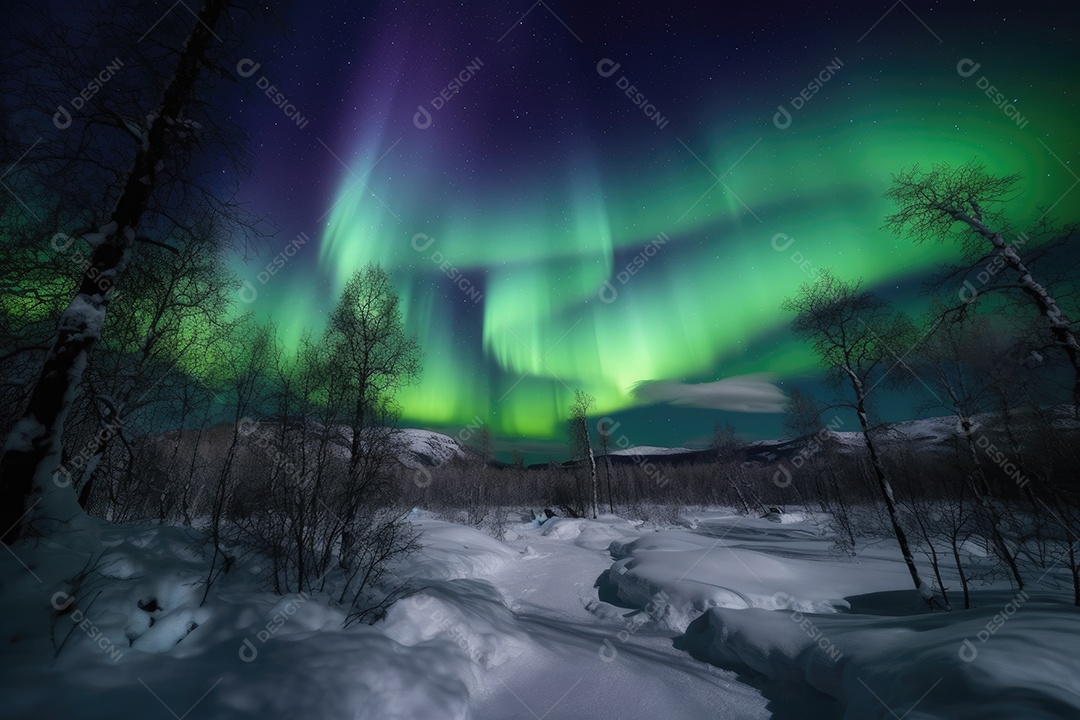 Dança celestial das luzes boreais - Aurora magica.