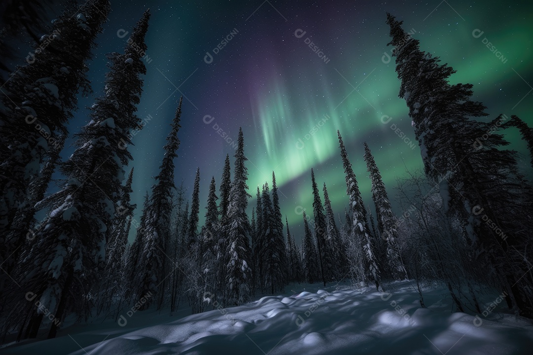 Dança celestial das luzes boreais - Aurora magica.