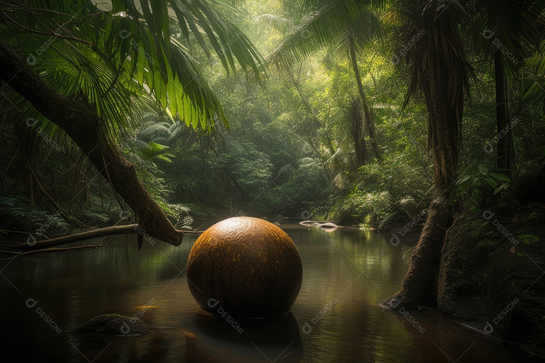 Floresta tropical exuberante, tapete colorido de folhas.