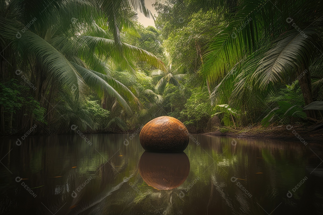 Floresta tropical exuberante, tapete colorido de folhas.