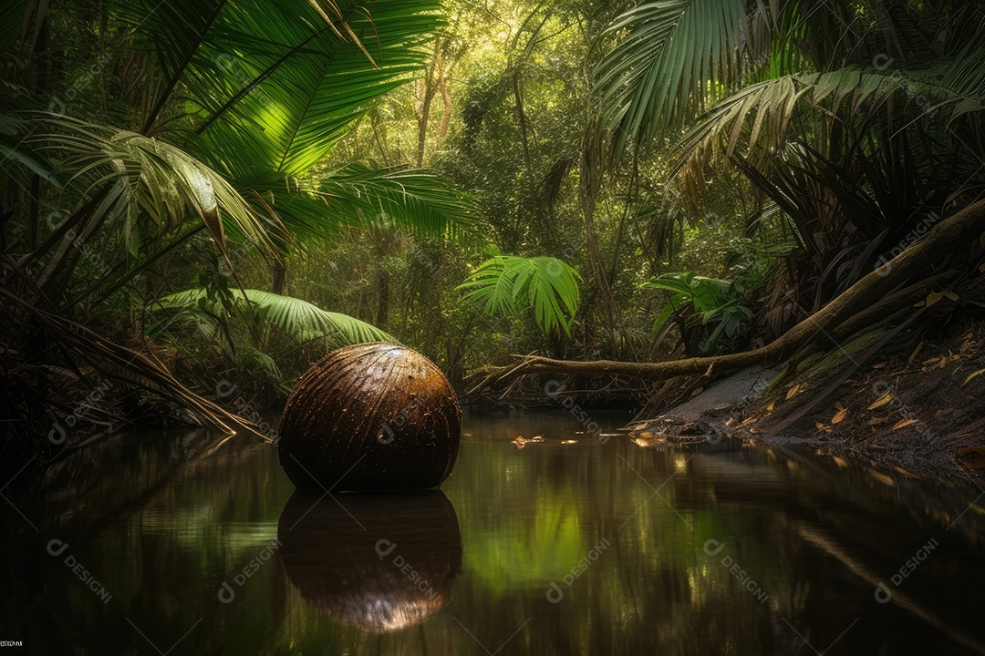 Floresta tropical exuberante, tapete colorido de folhas.