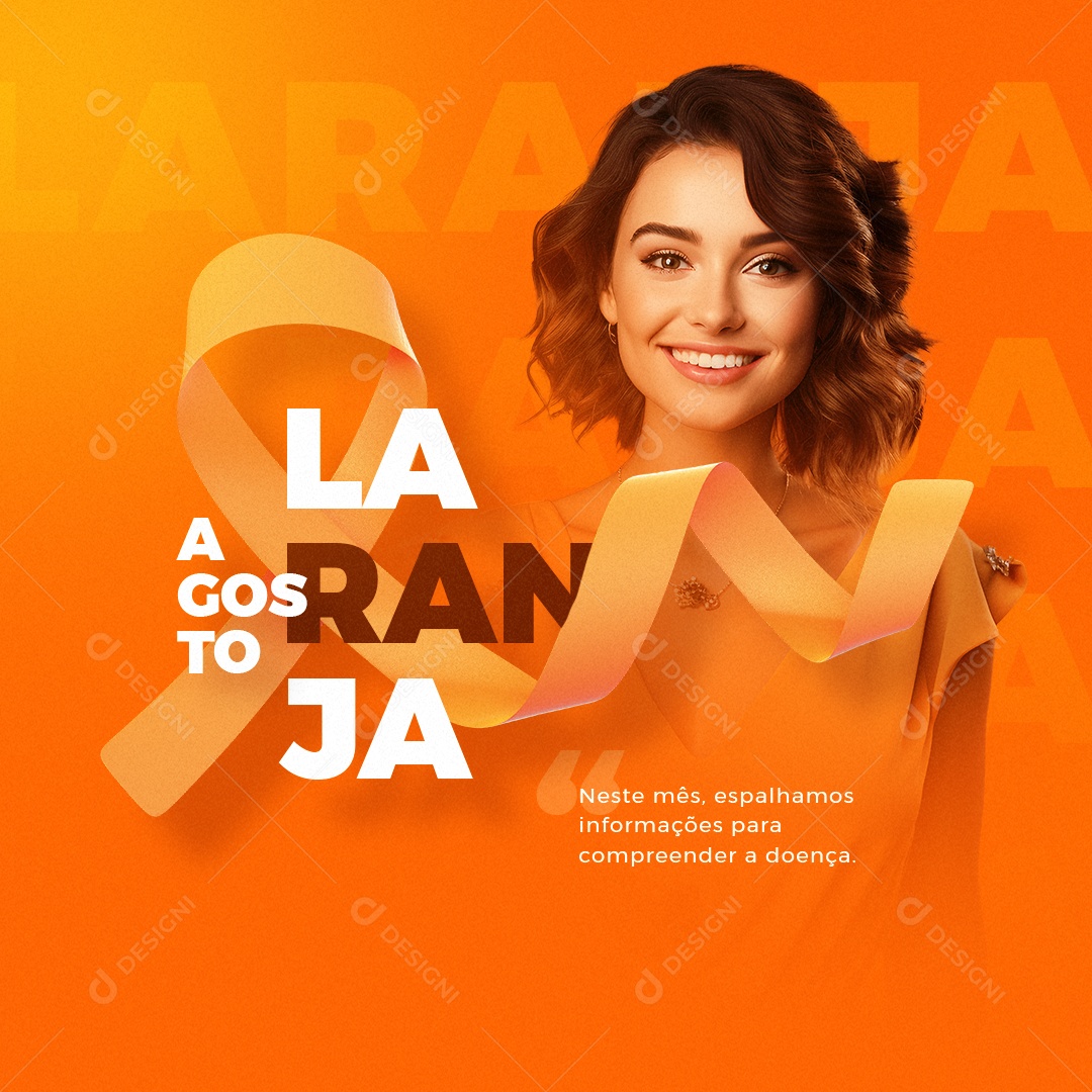 Agosto Laranja Neste Mês Espalhamos Informações Social Media PSD Editável