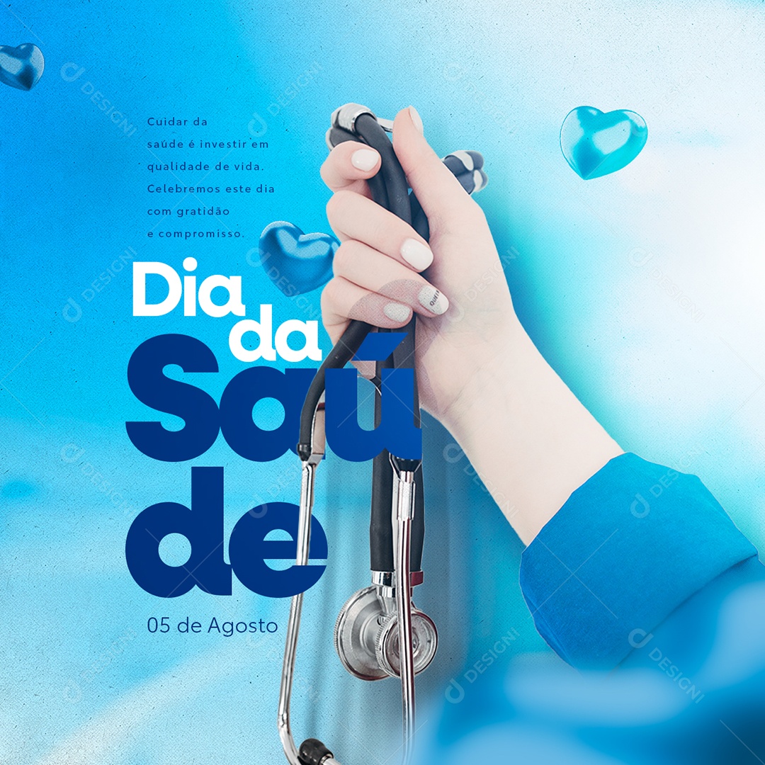 Dia Nacional da Saúde Cuidar da Saúde é Investir em Qualidade Social Media PSD Editável