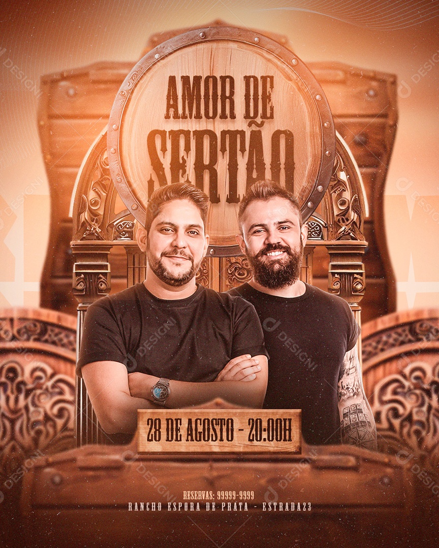 Flyer Amor de Sertão Social Media PSD Editável