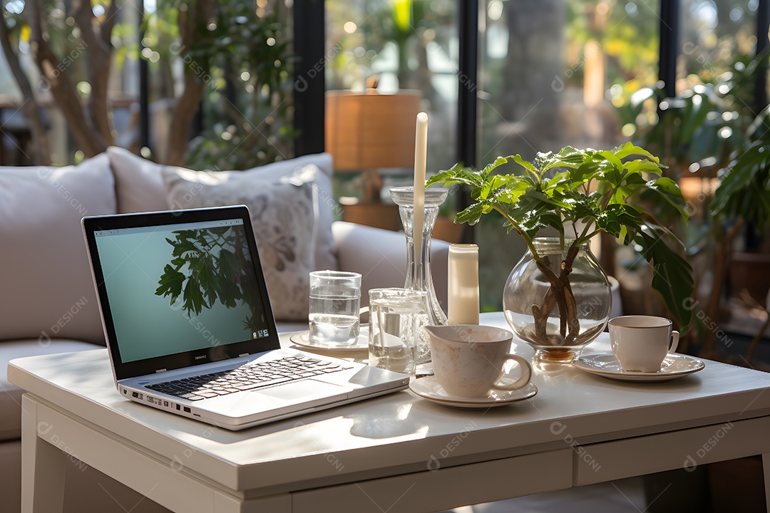 Mesa de escritório com computador