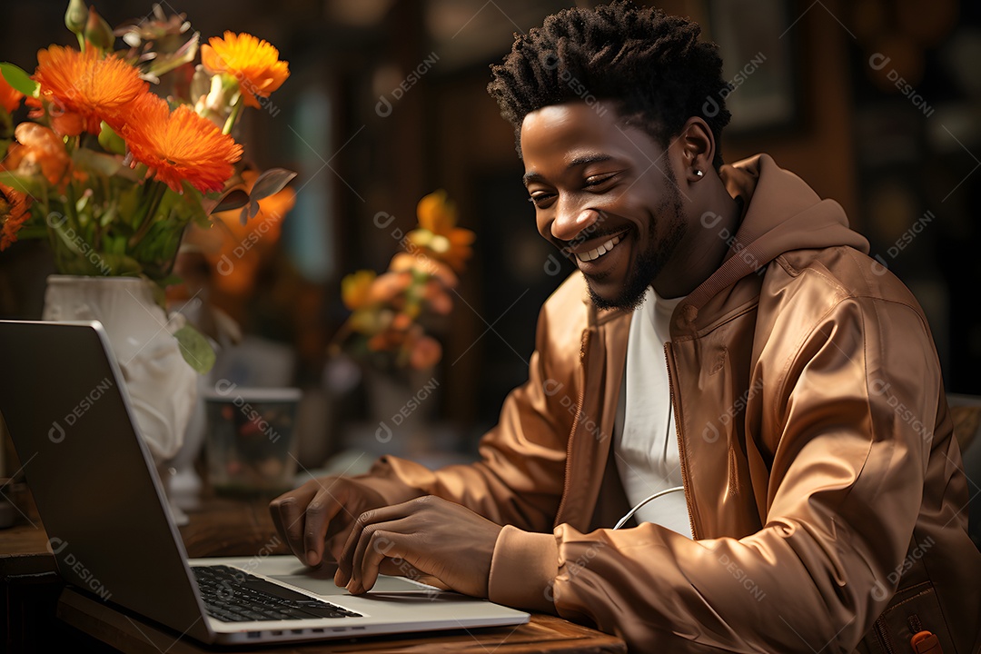 Homem escritor sentado usando computador