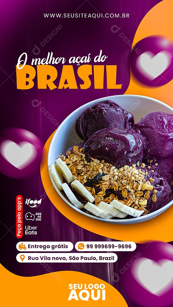 Story O Melhor Açaí do Brasil Social Media PSD Editável