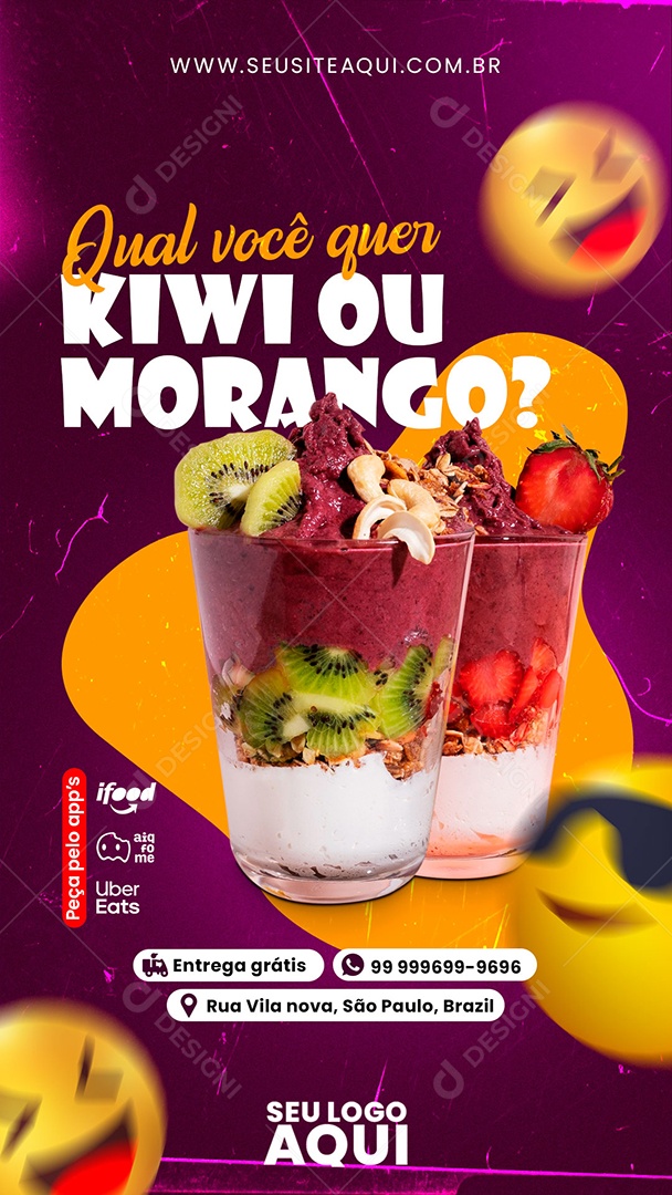 Story Which Do You Want Kiwi or Strawberry Social Media PSD Editable