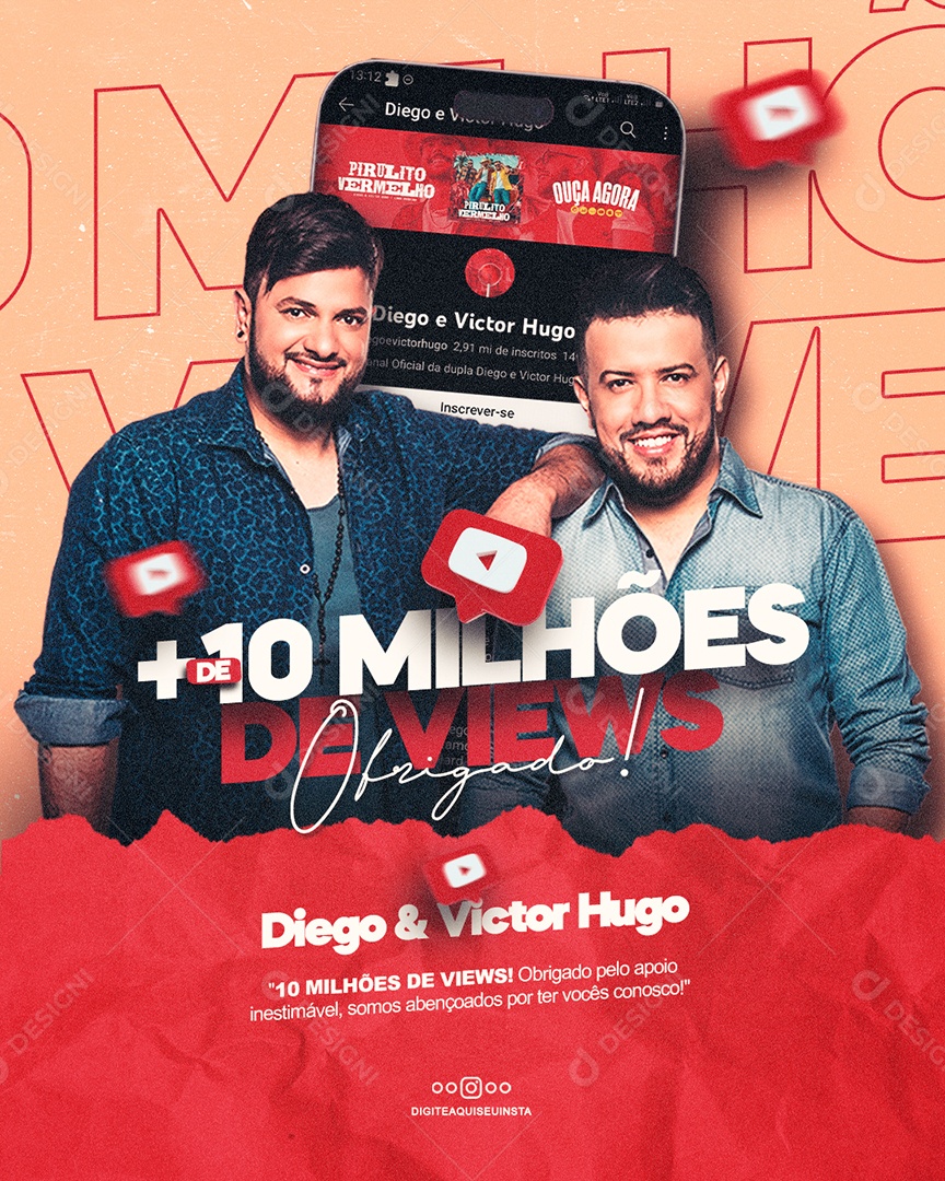 Mais 10 Milhões de Views Social Media PSD Editável