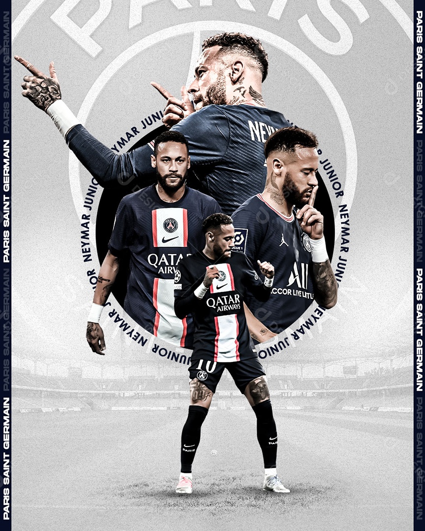 Futebol Neymar JR Time PSG Social Media PSD Editável