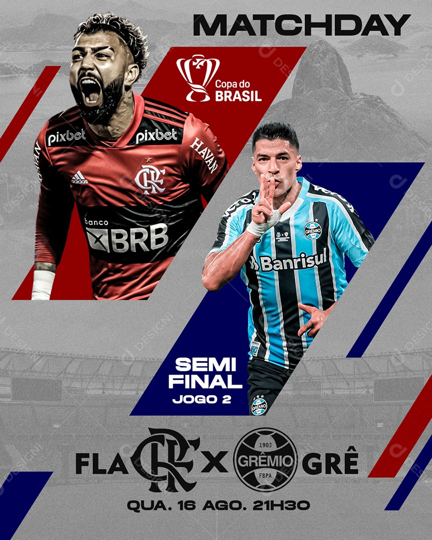 Futebol Semi Final Flamengo X Grêmio Social Media PSD Editável
