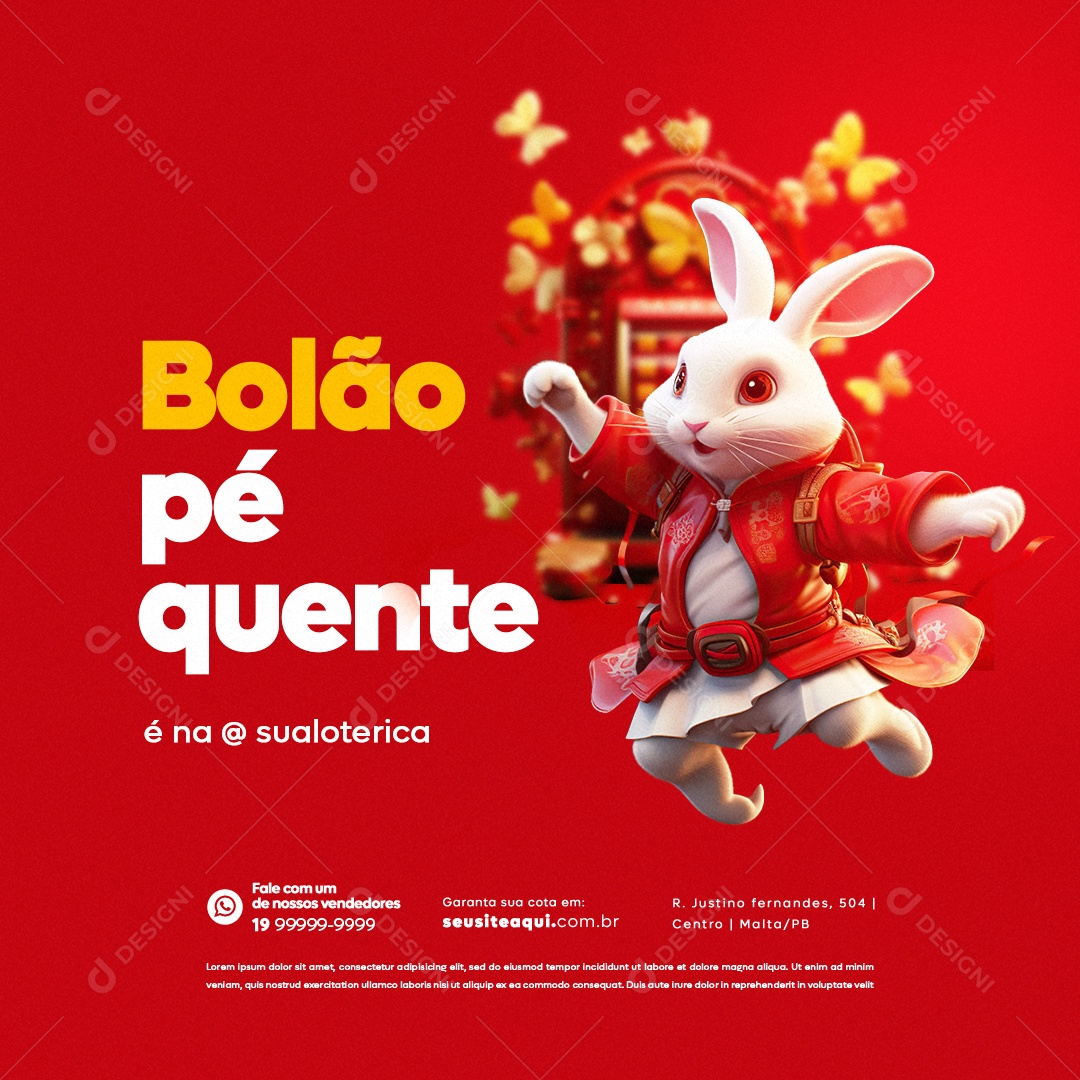 Lotérica Bolão Pé Quente Social Media PSD Editável