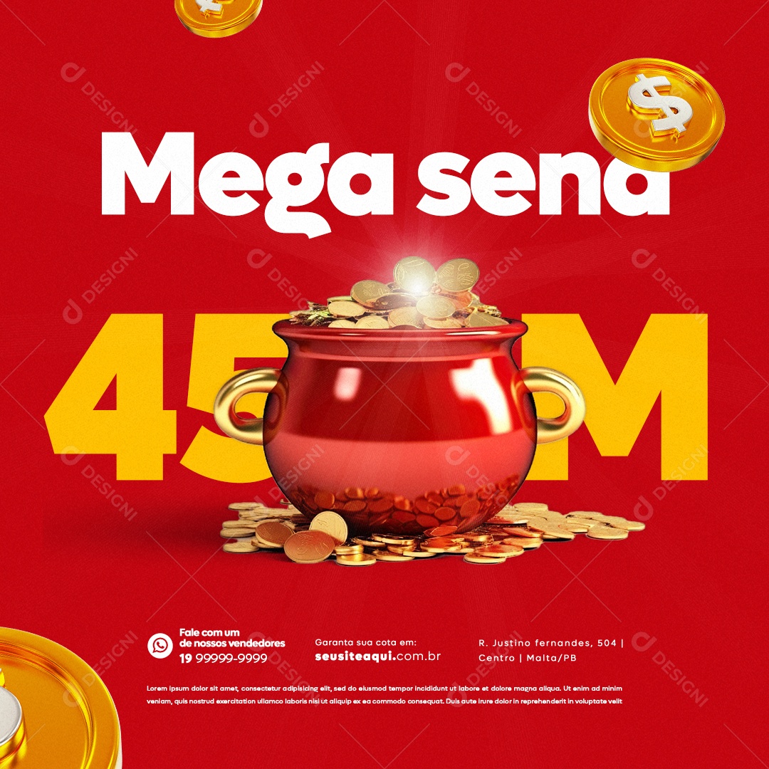 Lotérica Mega Sena 450 M Social Media PSD Editável