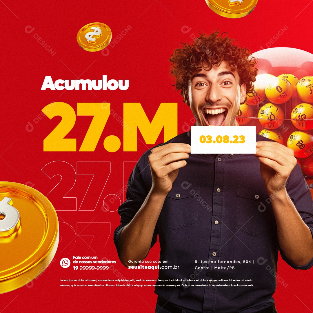 Lotérica Acumulou Social Media PSD Editável