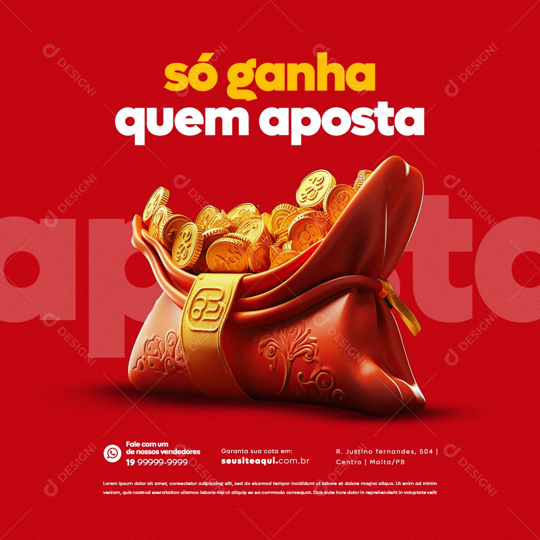 Lotérica Só Ganha Quem Aposta Social Media PSD Editável