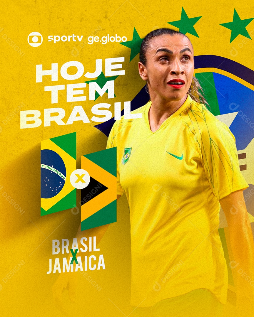 Hoje Tem Brasil X Jamaica Social Media PSD Editável