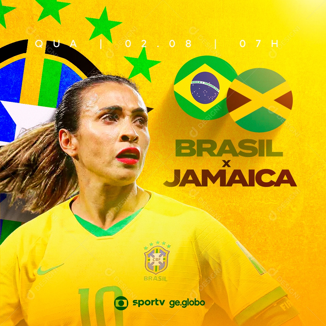 Futebol Brasil X Jamaica Social Media PSD Editável