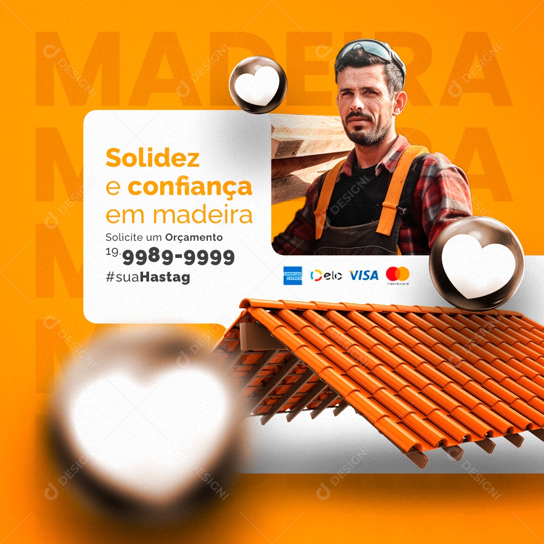 Madeireira Solidez e Confiança em Madeira Social Media PSD Editável