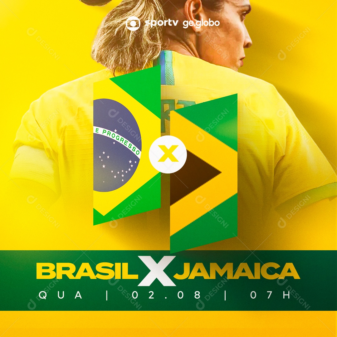 Copa Feminina Brasil X Jamaica Futebol Social Media PSD Editável