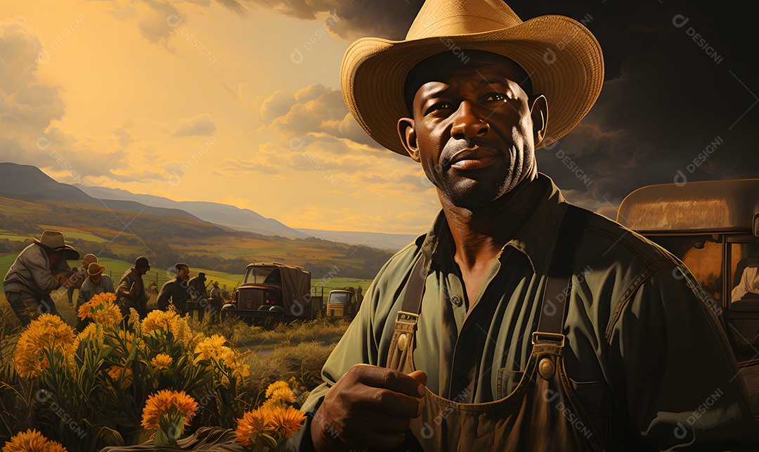 Homem trabalhador na fazenda
