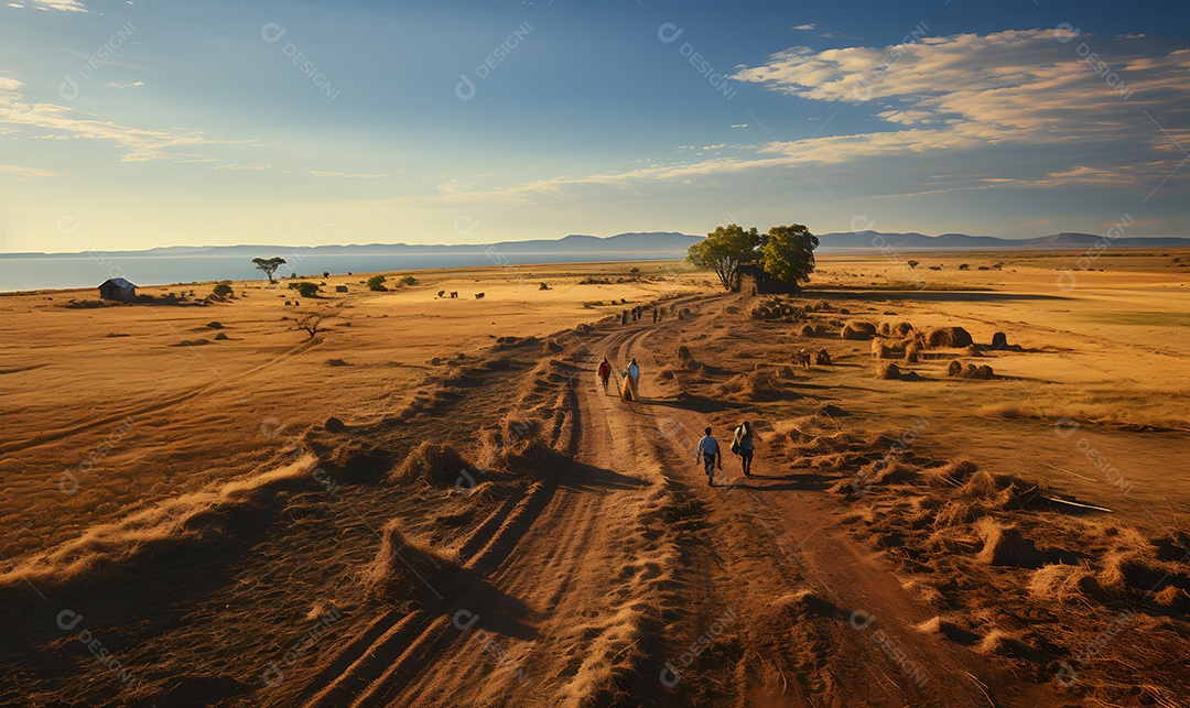 Vista da estrada de terra da zona rural