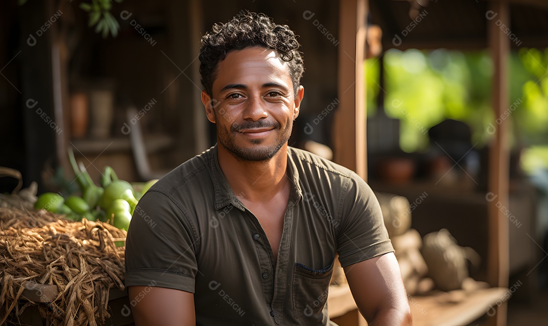 Homem trabalhador na fazenda