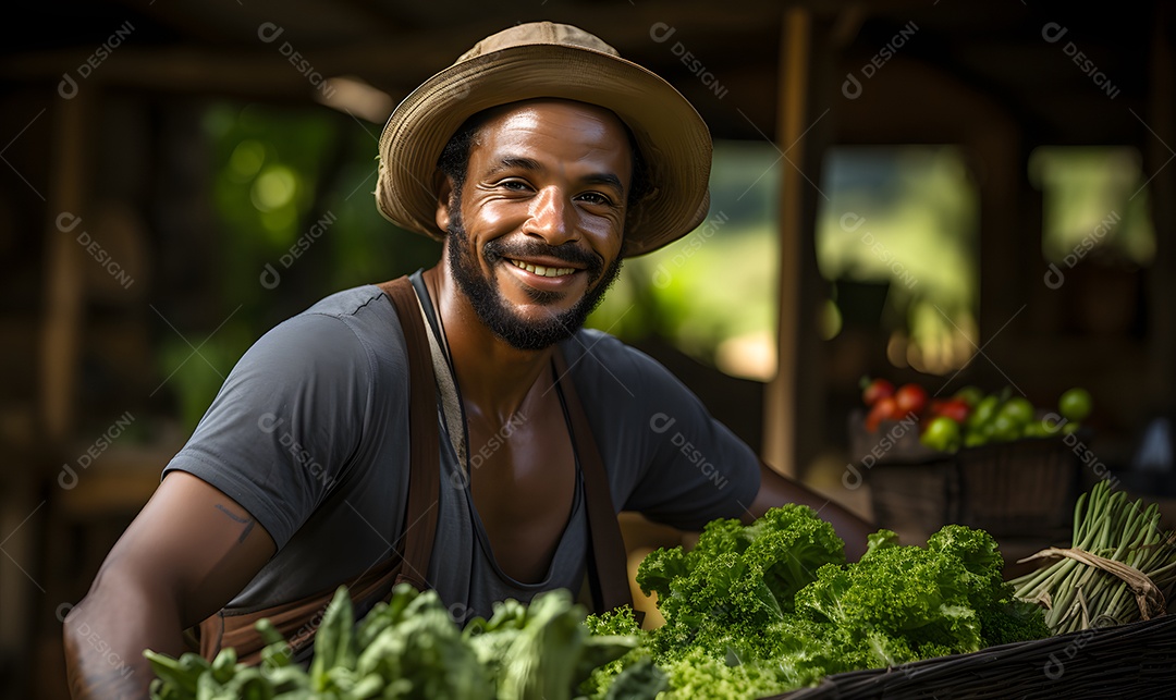 Homem trabalhador na fazenda