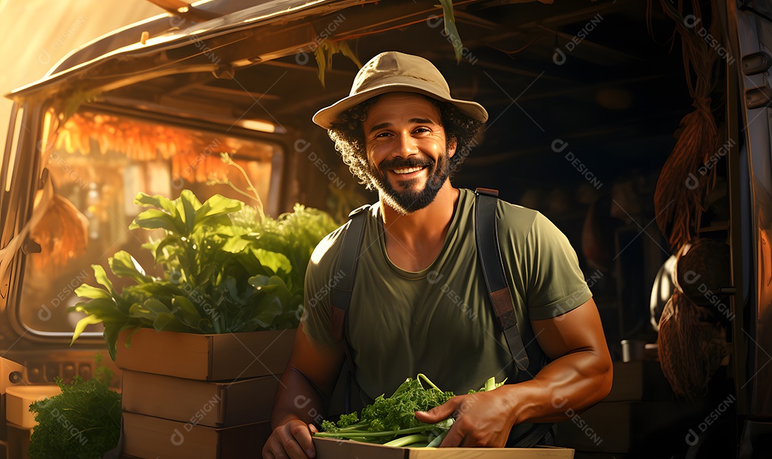 Homem trabalhador na fazenda