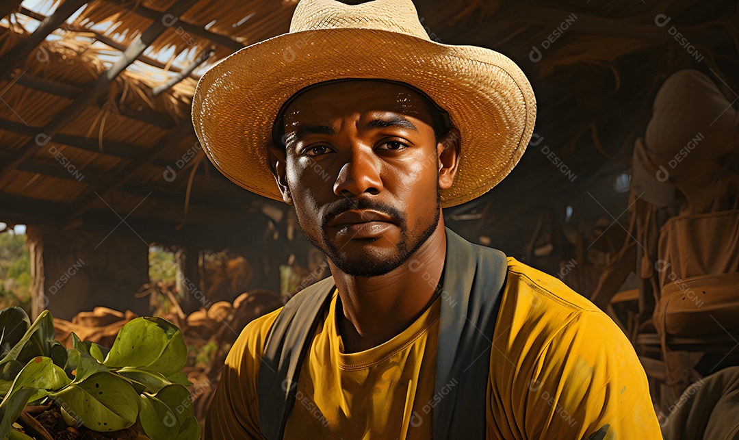 Homem trabalhador na fazenda