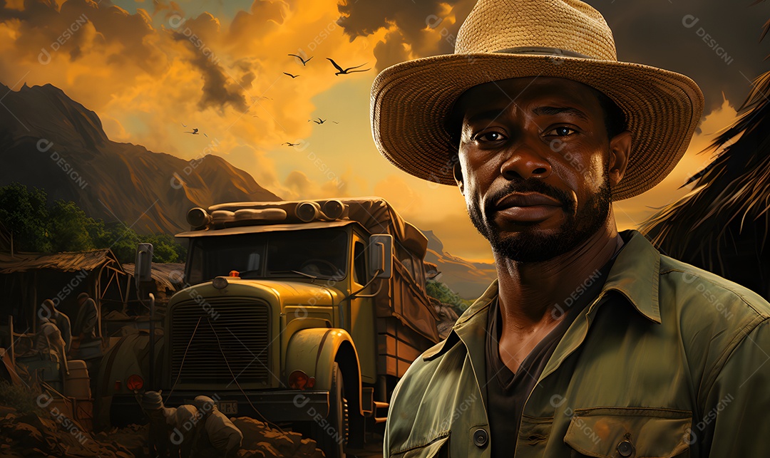 Homem trabalhador na fazenda