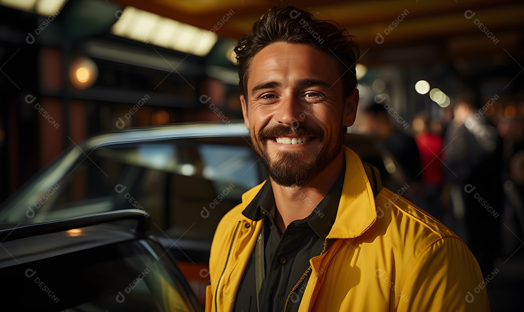 Homem motorista sorridente