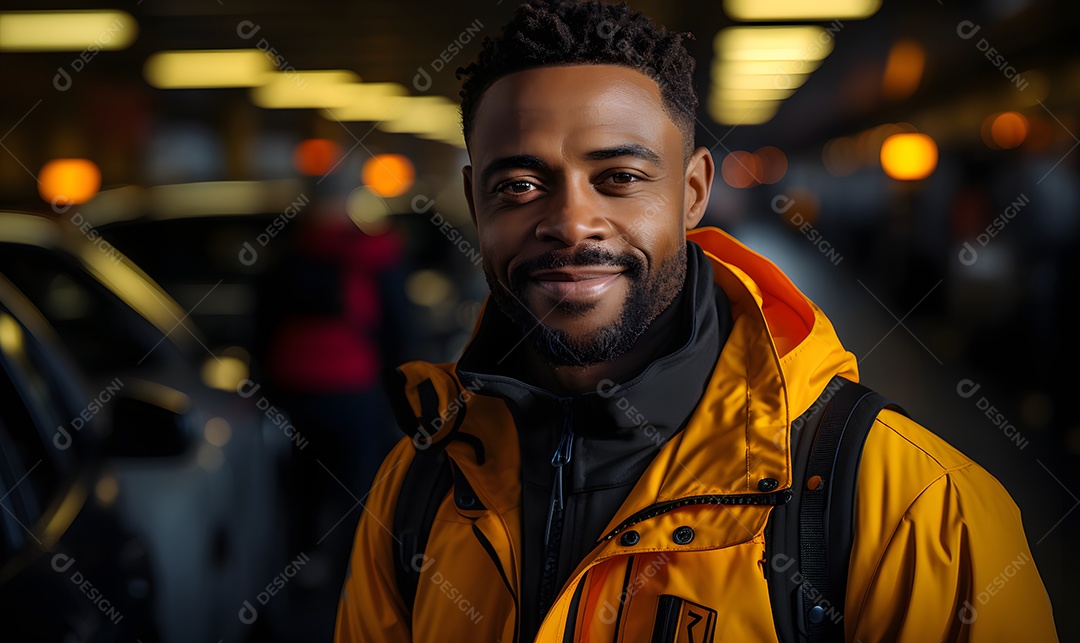 Homem motorista sorridente