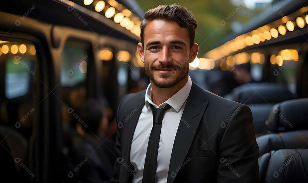 Homem motorista sorridente