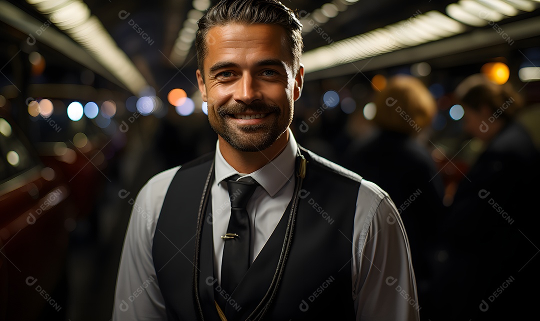 Homem motorista sorridente