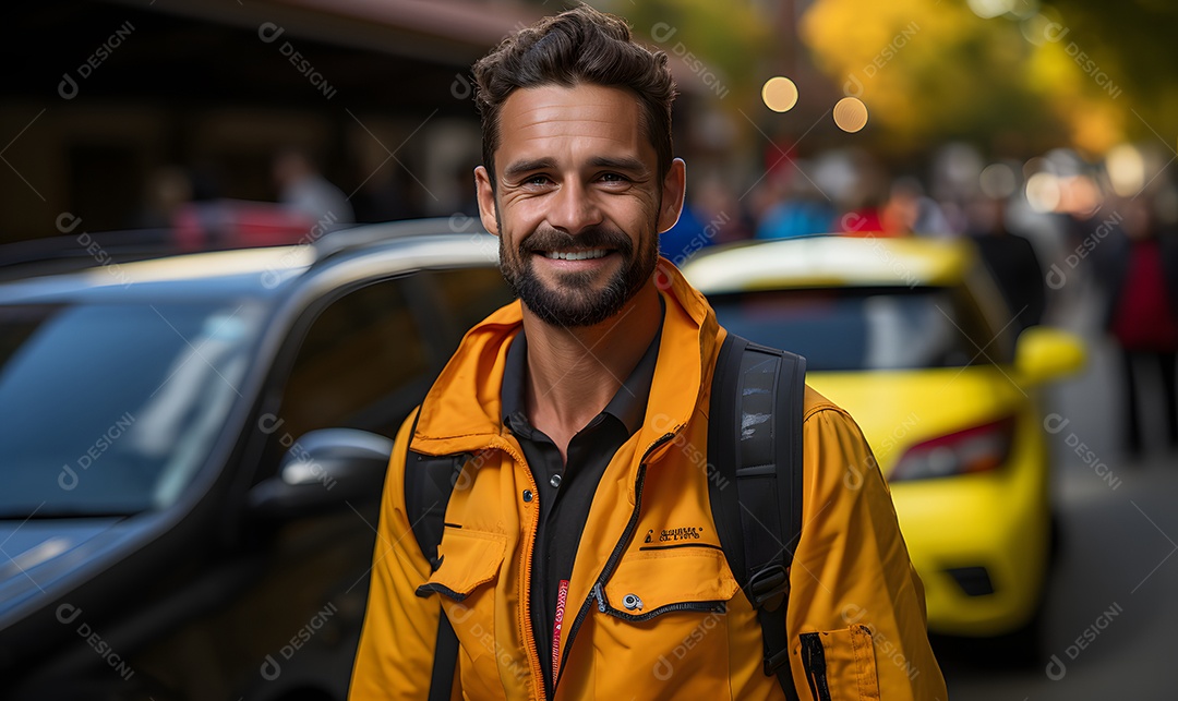 Homem motorista sorridente