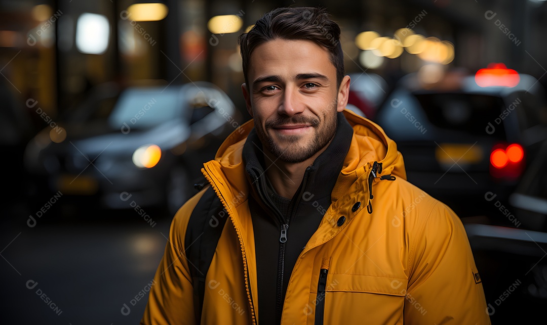 Homem motorista sorridente