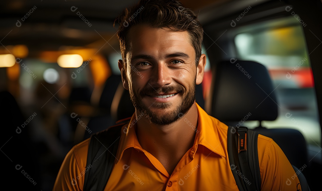 Homem motorista sorridente