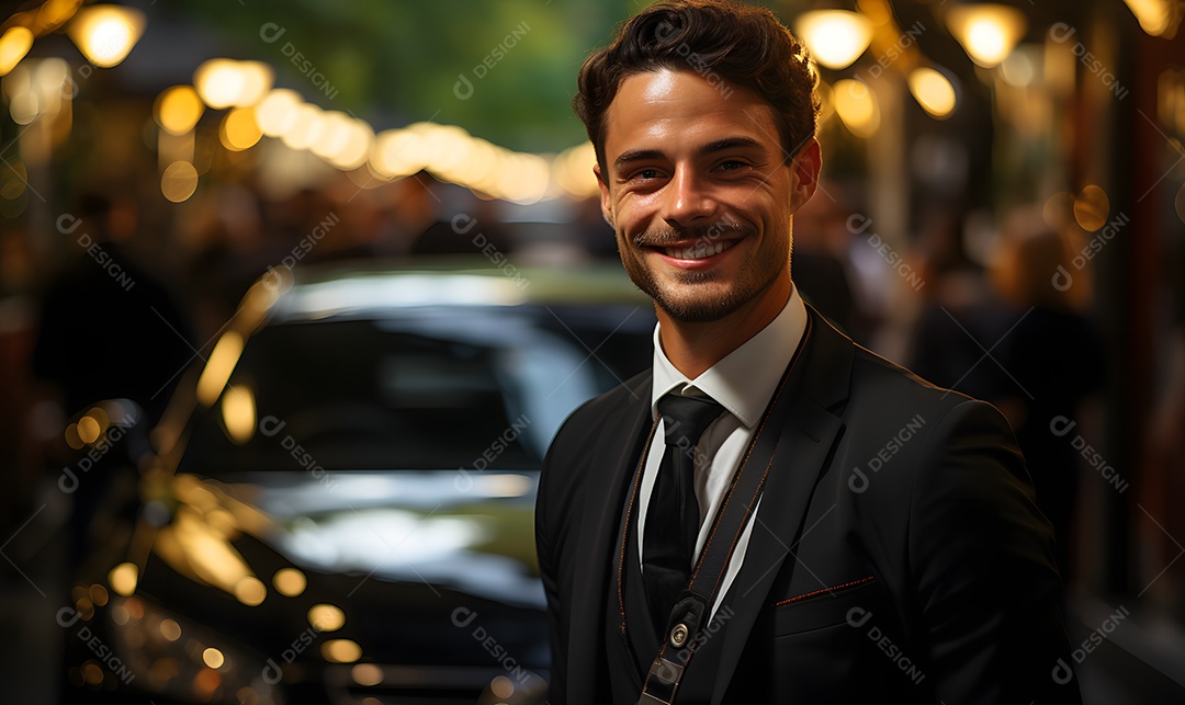 Homem motorista sorridente