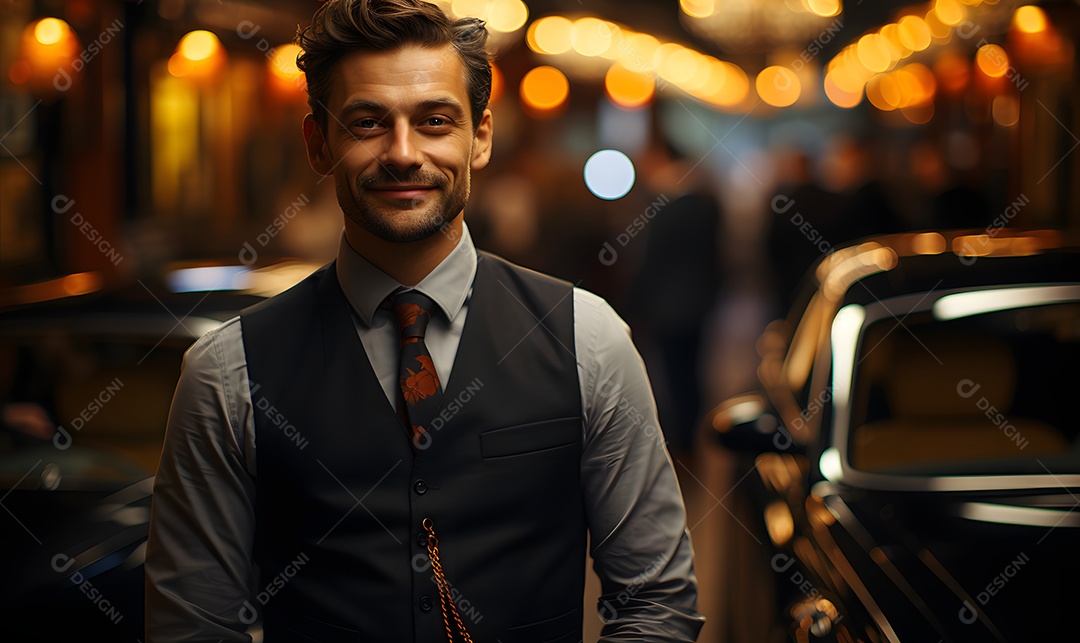 Homem motorista sorridente