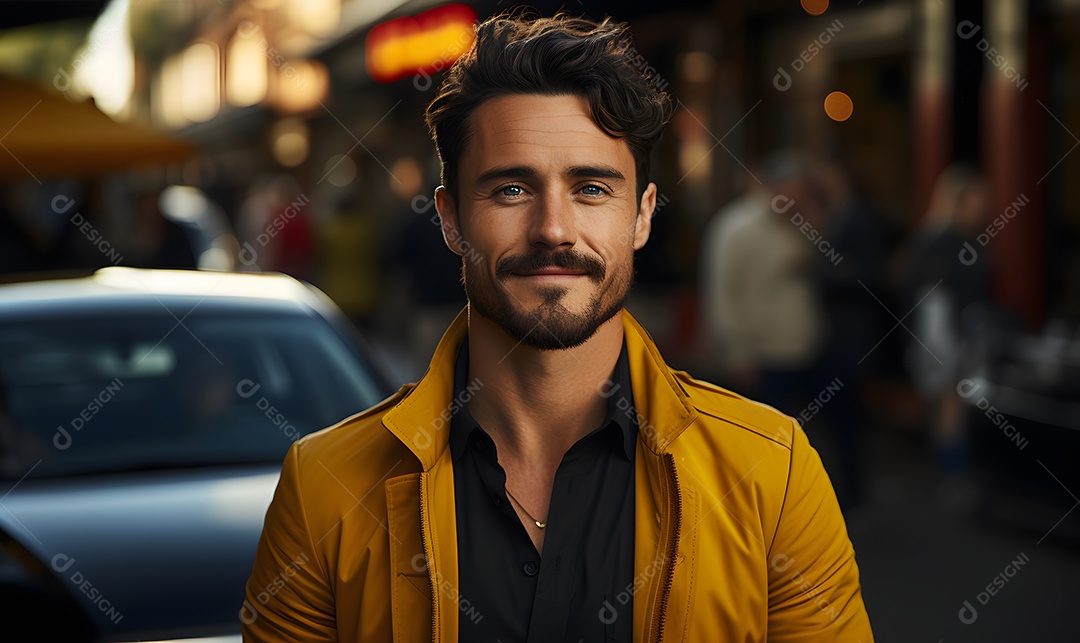 Homem motorista sorridente