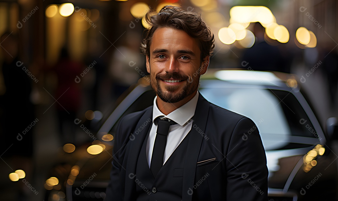 Homem motorista particular sorridente