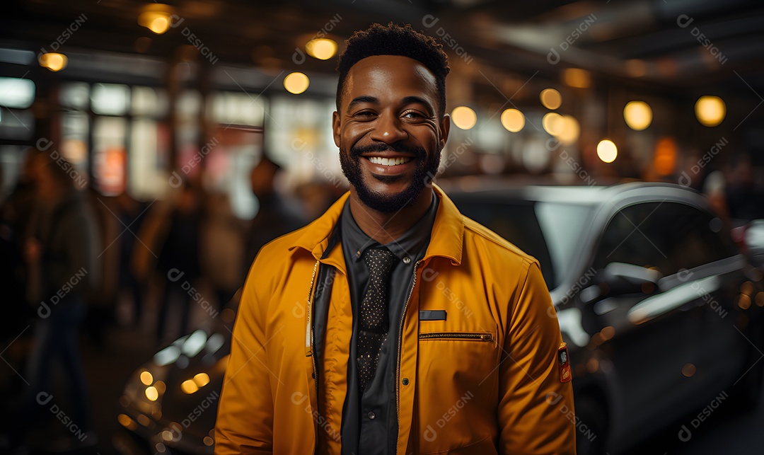 Homem motorista particular sorridente