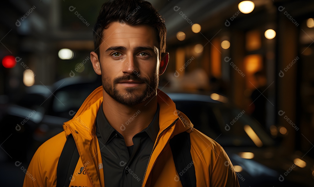 Homem motorista particular sorridente