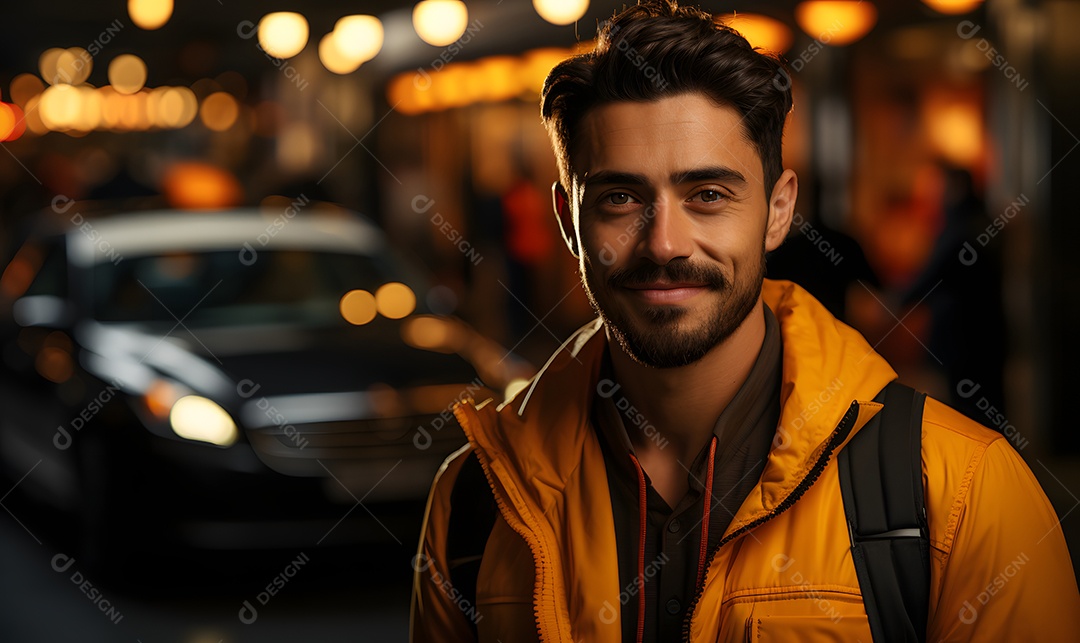 Homem motorista particular sorridente