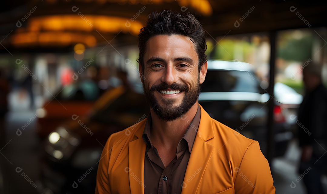 Homem motorista particular sorridente
