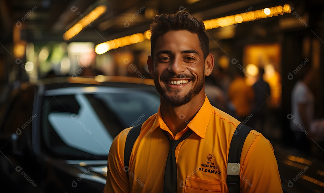 Homem motorista particular sorridente