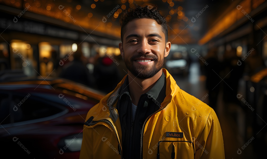 Homem motorista particular sorridente