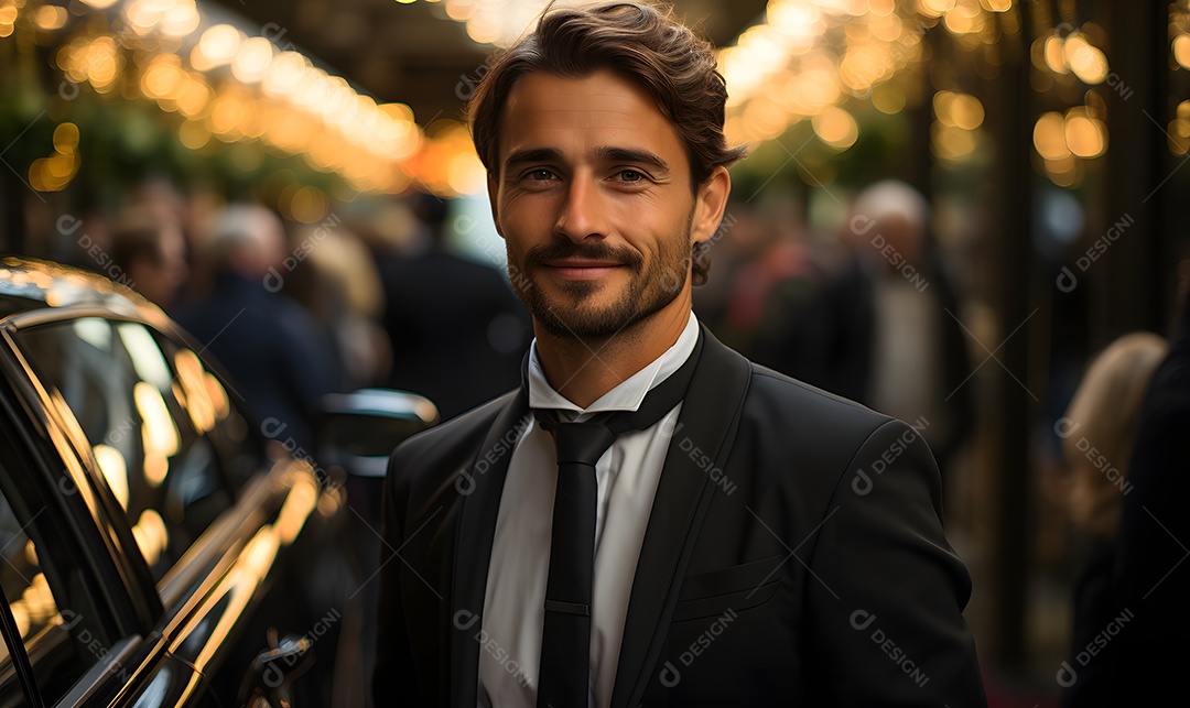 Homem motorista particular sorridente